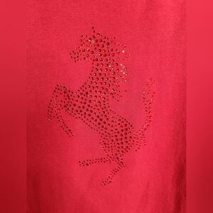 Ferrari Women's Rhinestone XL Shirt Money Classic Racecars Casual Fashion *Flaw